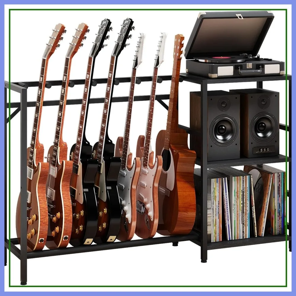 7-Space Guitar Stand with Record Player Table, Multi-Guitar Rack for Home Music Studio, Black
7-Space Guitar Stand with Record Player Table, Multi-Guitar Rack for Home Music Studio, Black