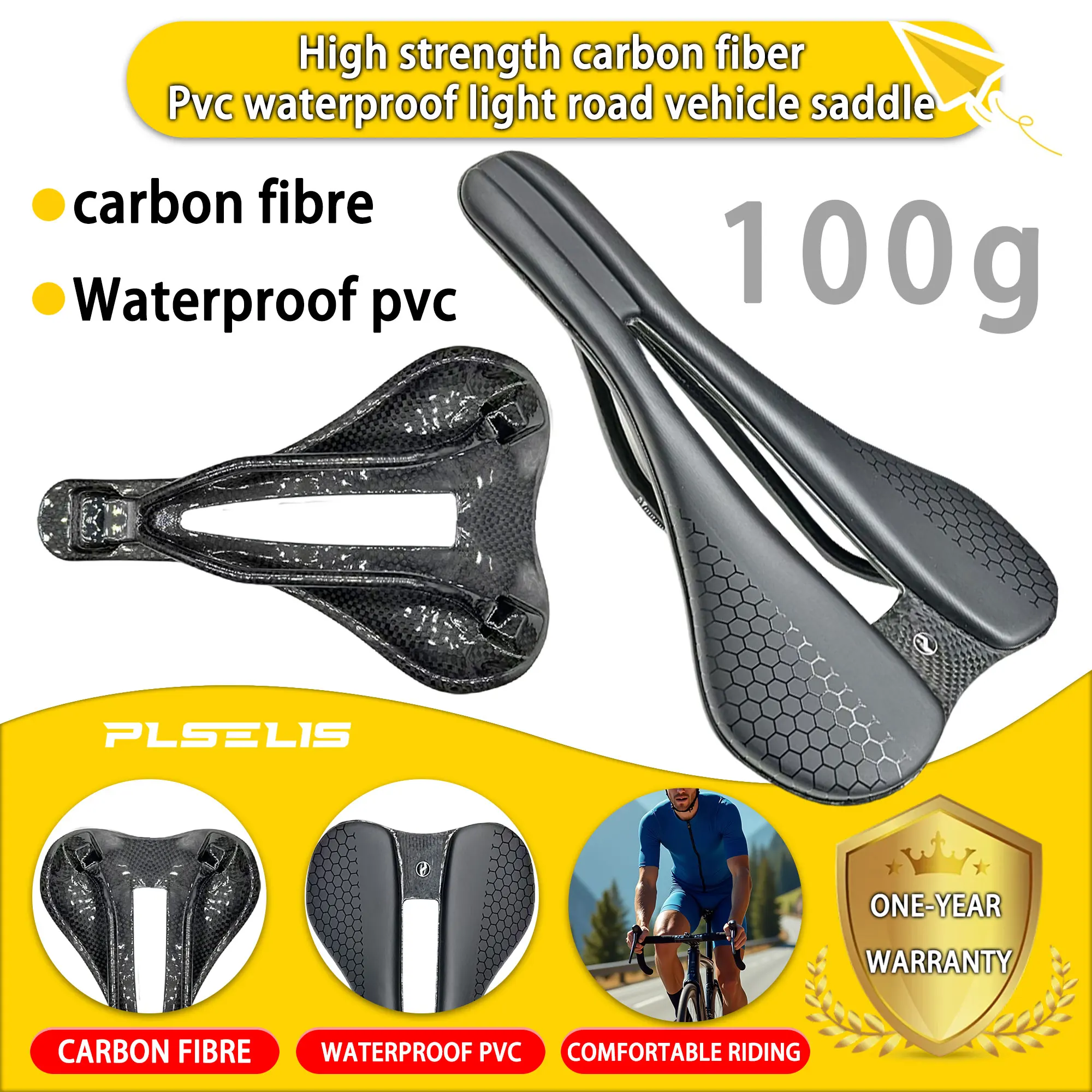 Plselis Carbon Fiber Road Bike Saddle Lightweight Hollow Breathable Design 100g Bike Cushioning Equipment for Riding
Plselis Carbon Fiber Road Bike Saddle Lightweight Hollow Breathable Design 100g Bike Cushioning Equipment for Riding