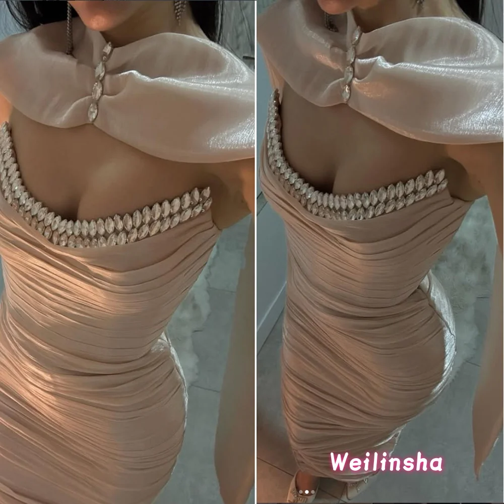 Customized Attractive Rhinestones Strapless Pleated Straight Evening Dress Sleeveless Ankle Length Prom Gowns Robes De Soiree
Customized Attractive Rhinestones Strapless Pleated Straight Evening Dress Sleeveless Ankle Length Prom Gowns Robes De Soiree