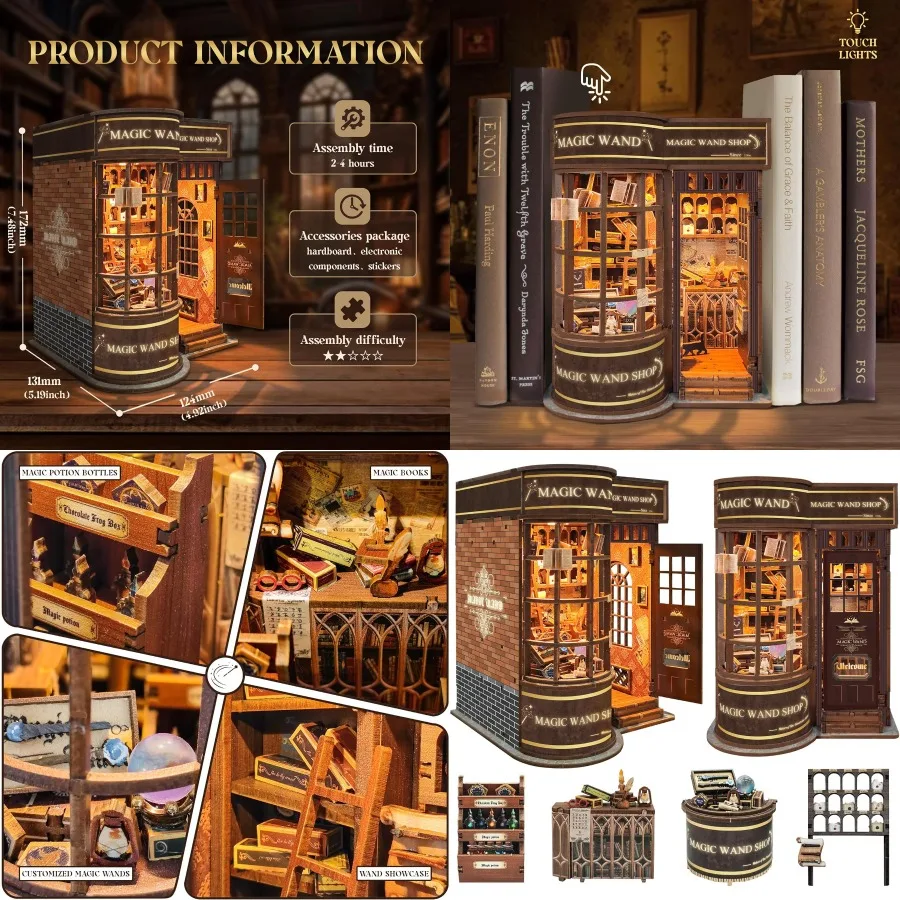 DIY Book Nook Kit with Magic Wand 3D Wooden Puzzle for Adults Teens Creative Miniature Bookshelf Decor and Bookend Craft Kit In
DIY Book Nook Kit with Magic Wand 3D Wooden Puzzle for Adults Teens Creative Miniature Bookshelf Decor and Bookend Craft Kit In