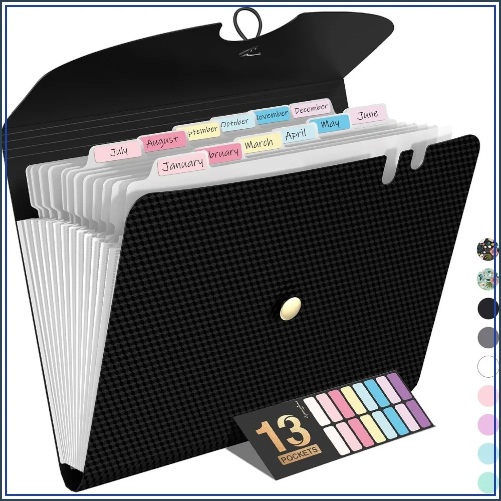 13 Pocket Accordion File Organizer, Expanding File Folder with Labels, Portable Bill Receipt Organizer for Office School, Letter A4 Size
13 Pocket Accordion File Organizer, Expanding File Folder with Labels, Portable Bill Receipt Organizer for Office School, Letter A4 Size