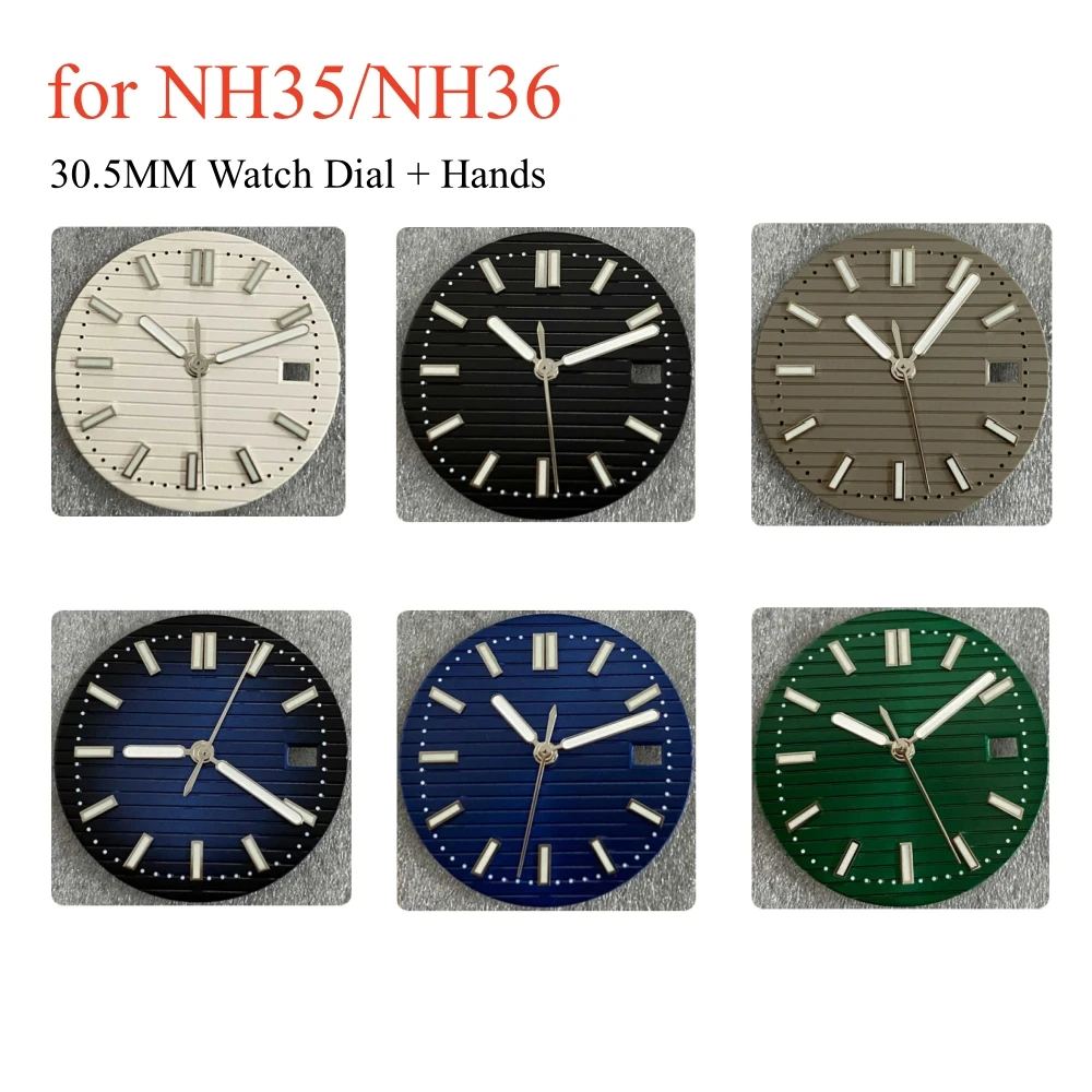 30.5MM Watch Dial + Hands for NH35/NH36 Watch Face Green Luminous Strip Nail Dial Watch Movement Modification Accessories
30.5MM Watch Dial + Hands for NH35/NH36 Watch Face Green Luminous Strip Nail Dial Watch Movement Modification Accessories