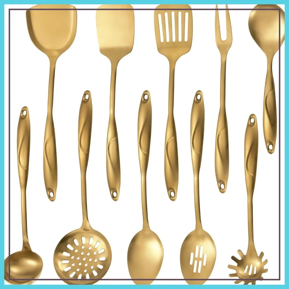10 Pcs 304 Stainless Steel Kitchen Utensils Set, Matte Gold Cooking Tools, Dishwasher Safe
10 Pcs 304 Stainless Steel Kitchen Utensils Set, Matte Gold Cooking Tools, Dishwasher Safe