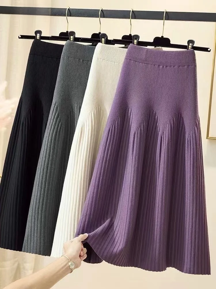 High Waist A-Line Knitted Skirt Color Street Sle Women's Spring Faion Pure Color f Length Skirts
High Waist A-Line Knitted Skirt Color Street Sle Women's Spring Faion Pure Color f Length Skirts