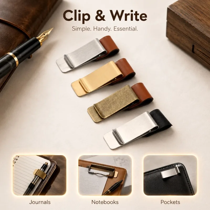 Vintage Solid Copper Stainless Steel Pen Clip Wholesale Multipurpose Metallic Receipt Holder for TN Travel Notebook Planner
Vintage Solid Copper Stainless Steel Pen Clip Wholesale Multipurpose Metallic Receipt Holder for TN Travel Notebook Planner
