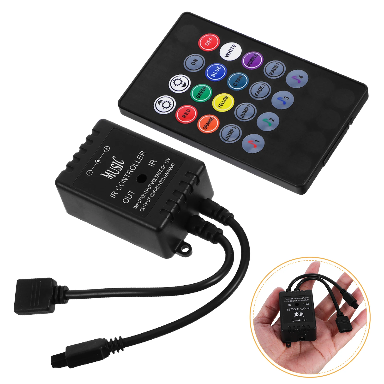 Music Controller IR Remote Controller Sound Sensor Controller for 5050 3528 5630 Flexible RGB LED Strip Lights Tape Lights
Music Controller IR Remote Controller Sound Sensor Controller for 5050 3528 5630 Flexible RGB LED Strip Lights Tape Lights