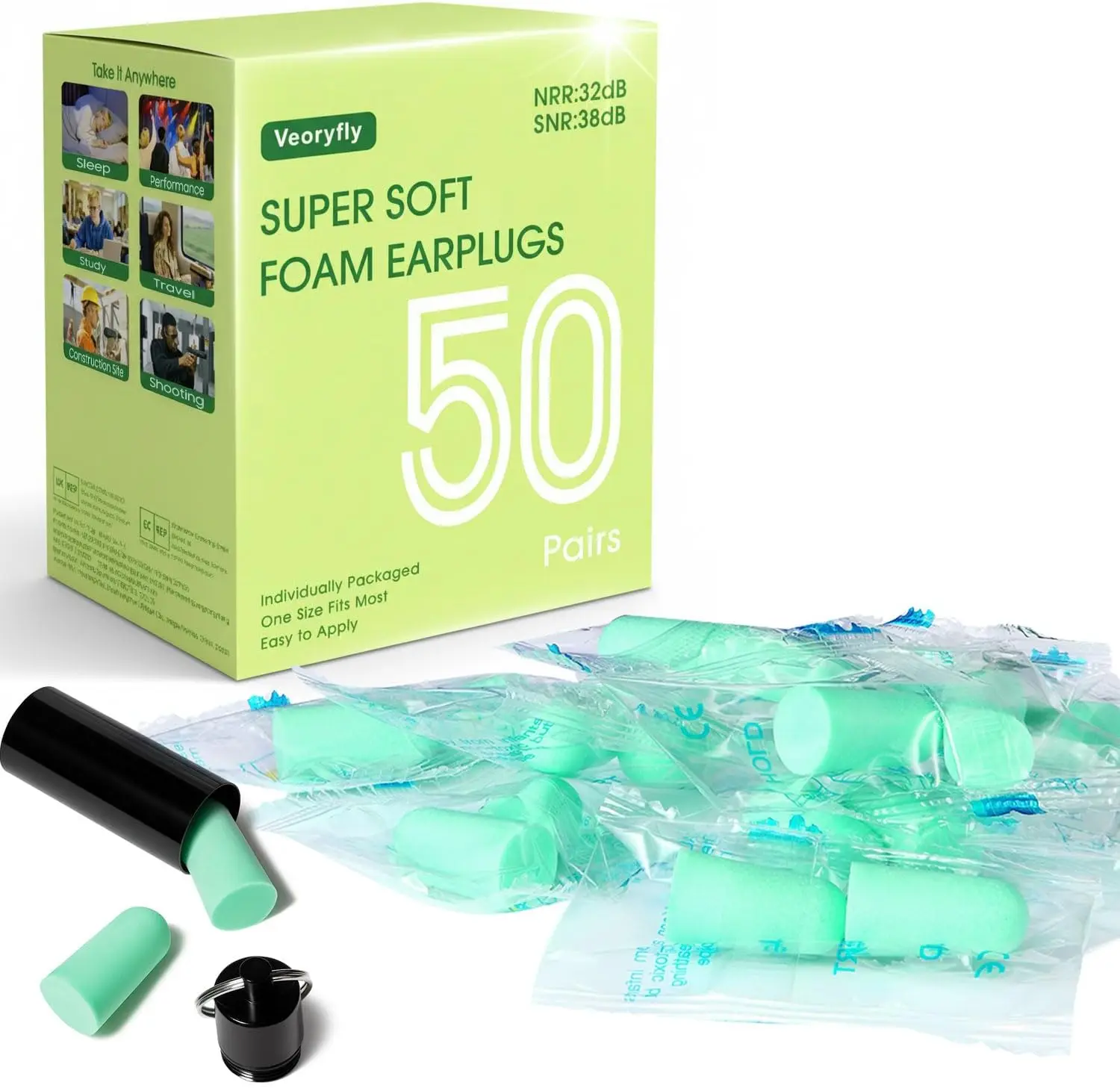 50 Pairs Foam Ear Plugs Individually Wrapped 32dB NRR Noise Reduction for Sleeping, Construction, Industrial Work
50 Pairs Foam Ear Plugs Individually Wrapped 32dB NRR Noise Reduction for Sleeping, Construction, Industrial Work