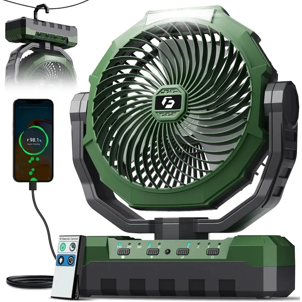 Green,3 in 1 Camping Fan,Portable Fans Rechargeable,24000mAh Battery Powered Fan(140Hrs) with Light & Remote for Indoor, Outdoor
Green,3 in 1 Camping Fan,Portable Fans Rechargeable,24000mAh Battery Powered Fan(140Hrs) with Light & Remote for Indoor, Outdoor