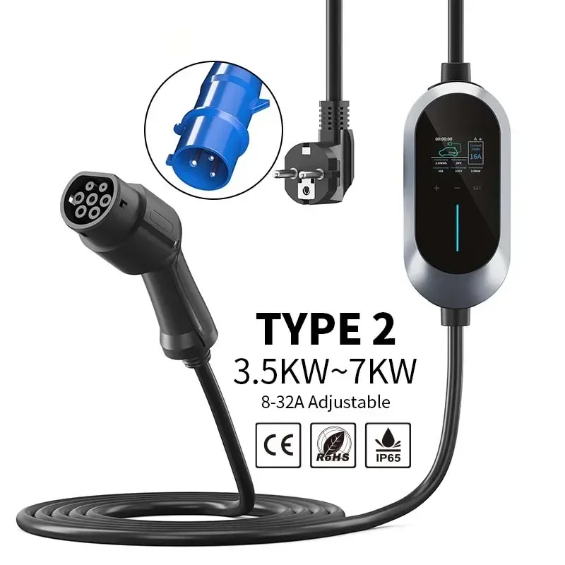 2025 Best Seller New Arrival 32A 7kw Charging TYPE 2 Electric Car Charger Portable EV Charger 
2025 Best Seller New Arrival 32A 7kw Charging TYPE 2 Electric Car Charger Portable EV Charger