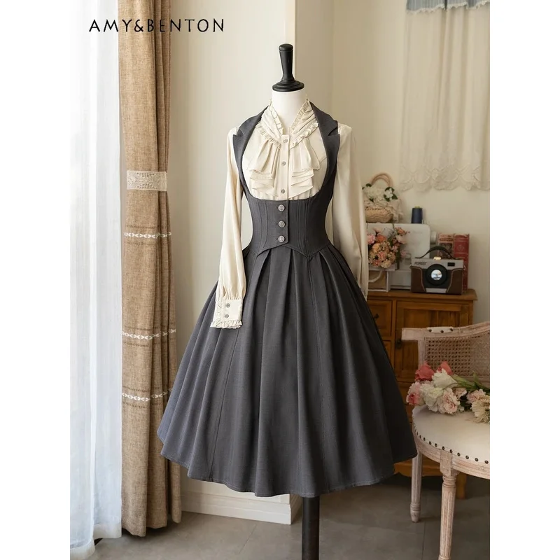 25COSSpring Classical Style Elegant Vest Stitching Long Dress Daily Retro Lolita Dress for Women British Style Slim Mid-calf Dre
25COSSpring Classical Style Elegant Vest Stitching Long Dress Daily Retro Lolita Dress for Women British Style Slim Mid-calf Dre