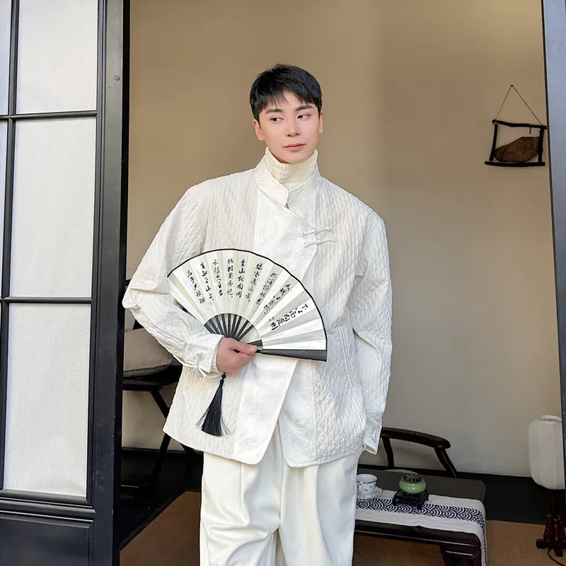 Spring New Men's Stand Collar Jaet Button Plaet Asymmetrical Embroidery Texture Casual Long Sve Suit Coat
Spring New Men's Stand Collar Jaet Button Plaet Asymmetrical Embroidery Texture Casual Long Sve Suit Coat