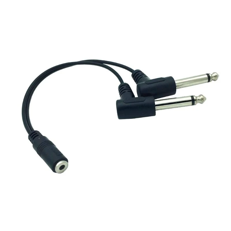 3.5mm Mini 1/8 inch TRS Stereo Female Jack to Dual 1/4 6.35mm Male Plug Mono TS Right Angle Audio Adapter Y Splitter Cable 20cm
3.5mm Mini 1/8 inch TRS Stereo Female Jack to Dual 1/4 6.35mm Male Plug Mono TS Right Angle Audio Adapter Y Splitter Cable 20cm