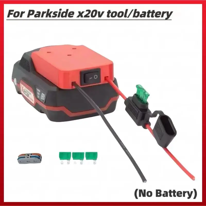 for Parkside x20v Battery Electric Wheel Adapter w/fuse Holder And Switch Terminal Block 14AWG Wire For Remote Control Car Toy
for Parkside x20v Battery Electric Wheel Adapter w/fuse Holder And Switch Terminal Block 14AWG Wire For Remote Control Car Toy