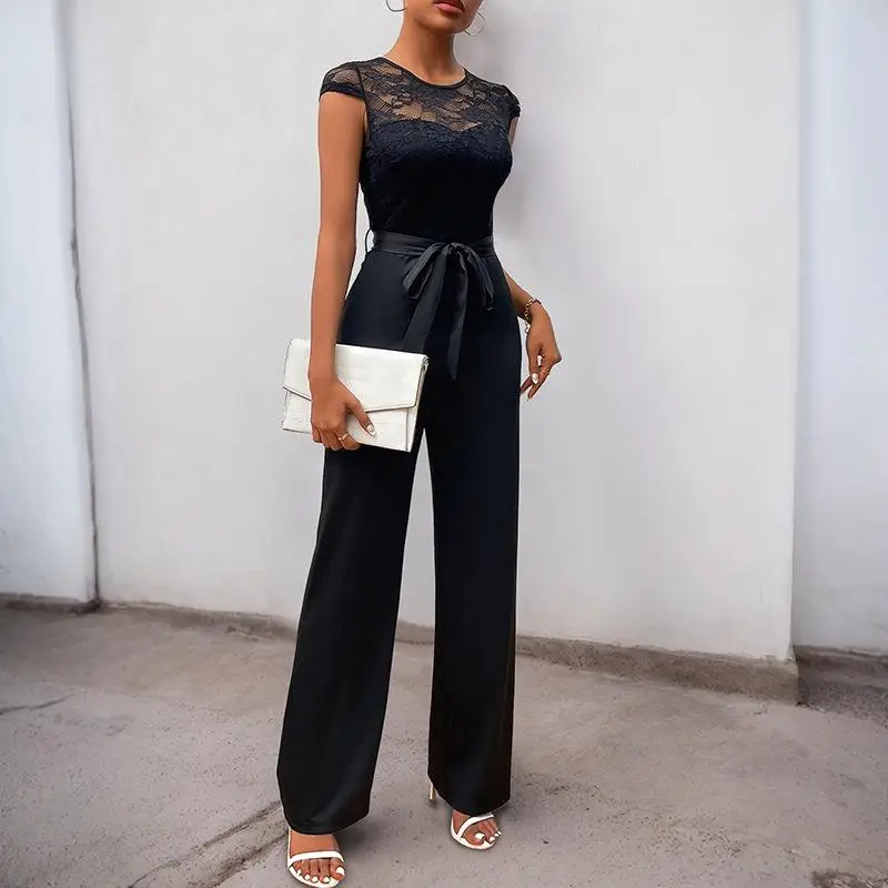 Lace Patchwork Svel High Waisted Jumpsuit Thin Summer Polyester Fiber Long Pants Ladies Faion High Waist One-Piece Suit
Lace Patchwork Svel High Waisted Jumpsuit Thin Summer Polyester Fiber Long Pants Ladies Faion High Waist One-Piece Suit
