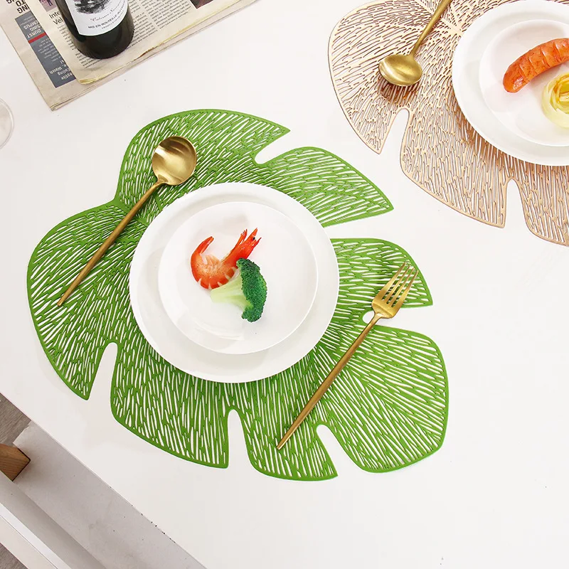 Leaf Shaped Heat-insulation Gold Dining Table Mat PVC Decorated Anti-skid Table Placemats and coasters for Home Hotel Decoration
Leaf Shaped Heat-insulation Gold Dining Table Mat PVC Decorated Anti-skid Table Placemats and coasters for Home Hotel Decoration