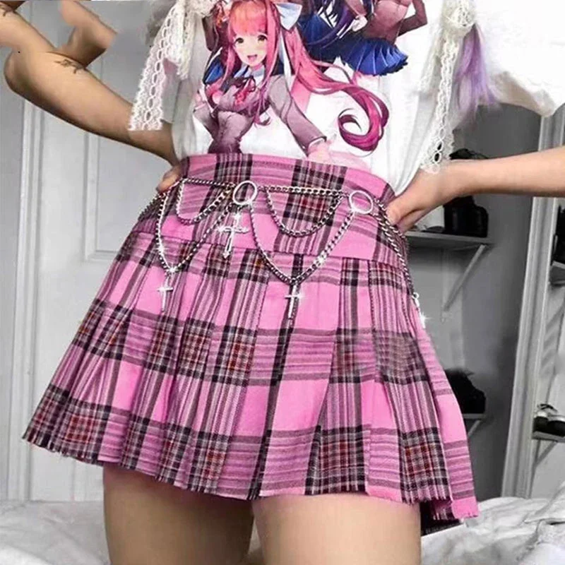 Черно-розовая юбка Mall Goth E Girl Панк клетчатые юбки с высокой талией Harajuku Уличная одежда Шикарные плиссированные мини-юбки трапециевидной формы
Черно-розовая юбка Mall Goth E Girl Панк клетчатые юбки с высокой талией Harajuku Уличная одежда Шикарные плиссированные мини-юбки трапециевидной формы