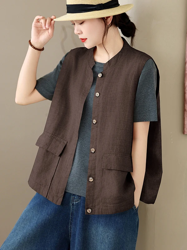 Casual Cotton Linen Loose Fit Women's Jacket Simple Artistic Summer New Style Label Removed Workwear Vest by Meimei Da
Casual Cotton Linen Loose Fit Women's Jacket Simple Artistic Summer New Style Label Removed Workwear Vest by Meimei Da