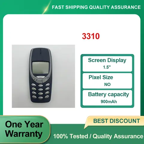 Refurbished Unlocked 3310 Original 900mAh 1.5" inches Phone 2G GSM 900 / 1800 Good Condition