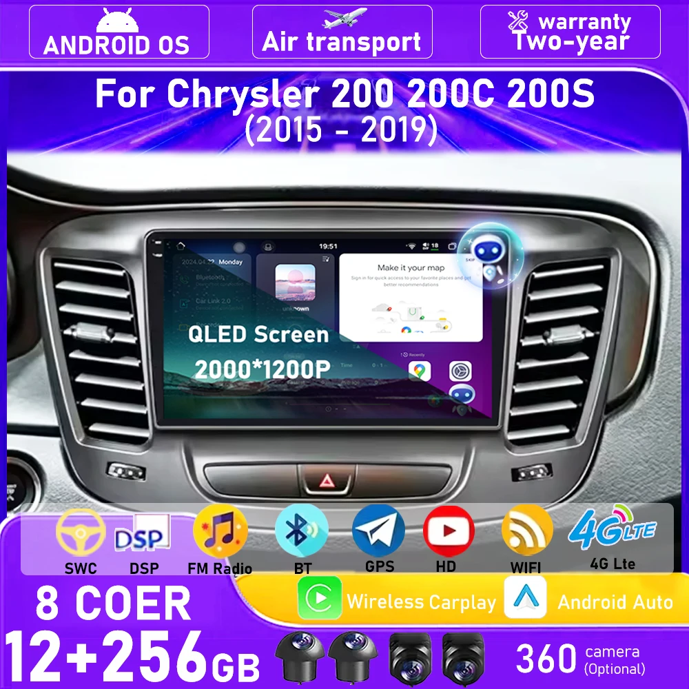 360 Camera Car Radio Multimedia Video Player GPS Navigation For Chrysler 200 200C 200S 2015-2019 Android 16 Auto Carplay BT DSP
360 Camera Car Radio Multimedia Video Player GPS Navigation For Chrysler 200 200C 200S 2015-2019 Android 16 Auto Carplay BT DSP
