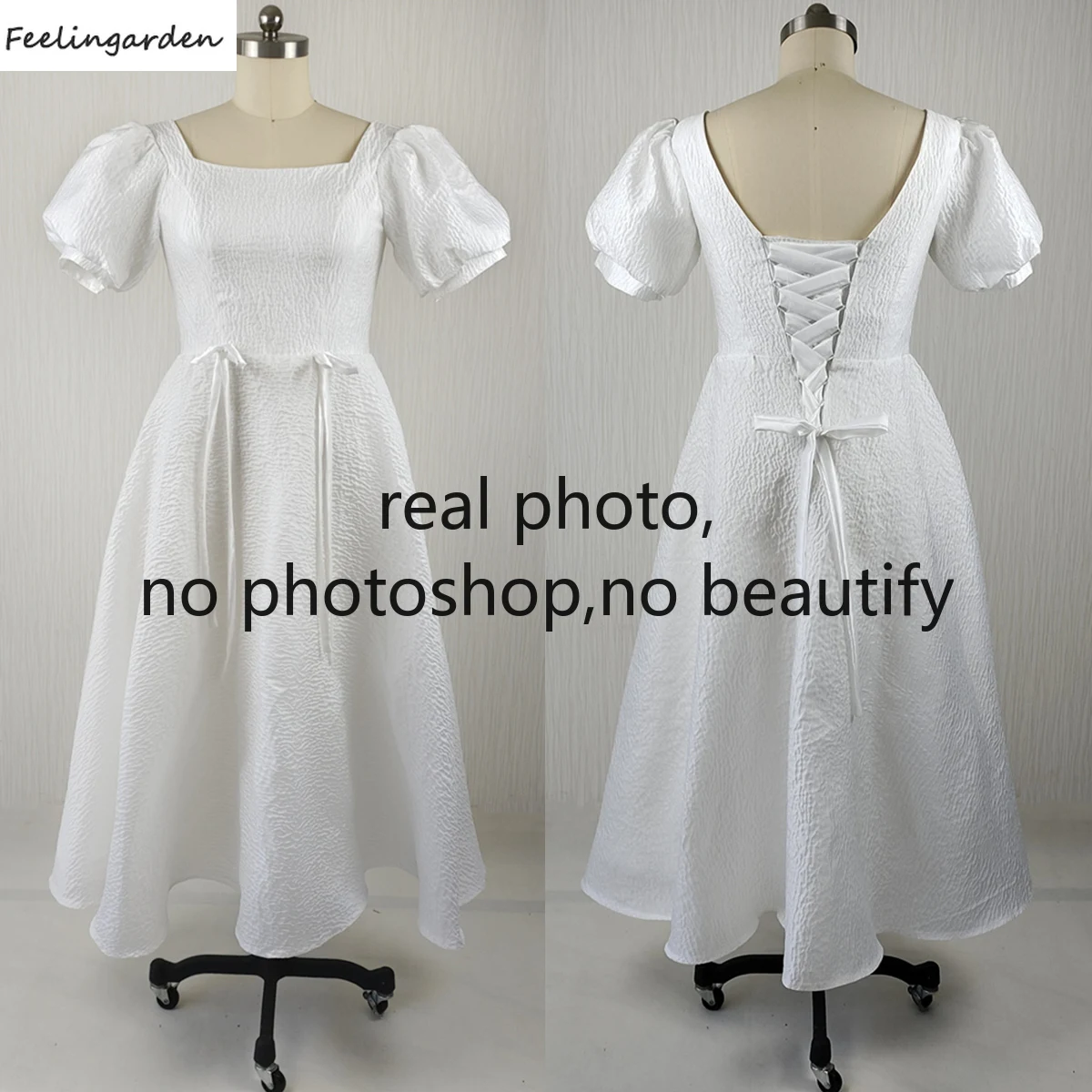 Feelingarden Customized Real Photo Plus size Evening Dress White Square Collar Short Sleeves A-line Tea-length Party Formal Gown
Feelingarden Customized Real Photo Plus size Evening Dress White Square Collar Short Sleeves A-line Tea-length Party Formal Gown