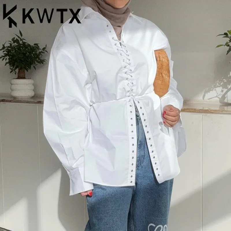 KWTX 2025 Spring Summer Women's Tie-Front Shirt Unique Belted Design Casual Chic Office Blouse Lightweight Trendy Top
KWTX 2025 Spring Summer Women's Tie-Front Shirt Unique Belted Design Casual Chic Office Blouse Lightweight Trendy Top