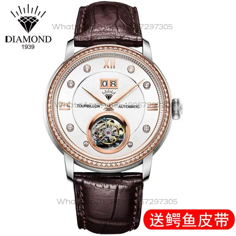 Shanghai Diamond Brand Watch Fully Automatic Mechanical Watch Men's Hollow Tourbillon Watch Business Men's Crocodile Belt
Shanghai Diamond Brand Watch Fully Automatic Mechanical Watch Men's Hollow Tourbillon Watch Business Men's Crocodile Belt