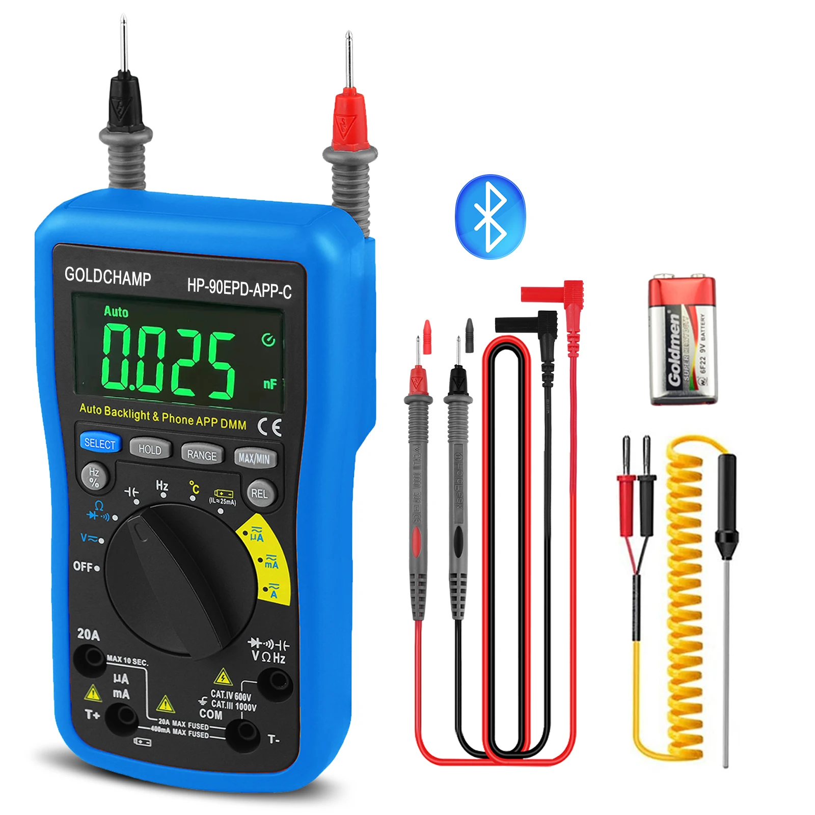 HoldPeak Bluetooth APP True RMS 6000 Count Auto-Range Multimeter, Color LCD AC/DC V/A Ohm Cap Temp Freq, CAT III 1000V Safety
HoldPeak Bluetooth APP True RMS 6000 Count Auto-Range Multimeter, Color LCD AC/DC V/A Ohm Cap Temp Freq, CAT III 1000V Safety