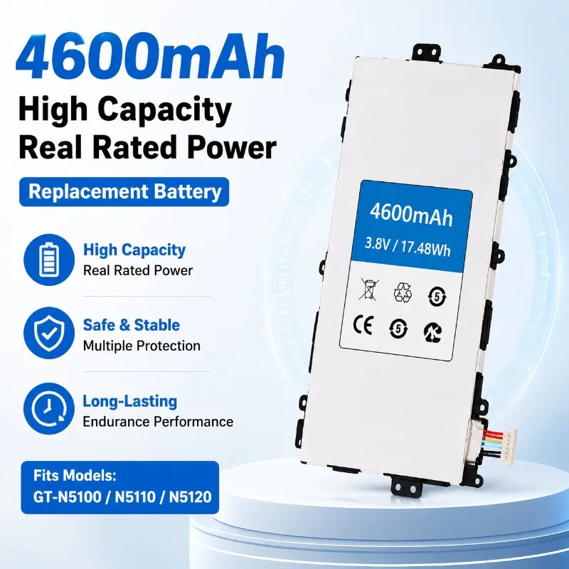 New SP3770E1H 4600mAh Li-ion Replacement Battery Pack Compatible Note 8.0 GT-N5100 N5110 N5120 Tablet Repair tablet battery pack
New SP3770E1H 4600mAh Li-ion Replacement Battery Pack Compatible Note 8.0 GT-N5100 N5110 N5120 Tablet Repair tablet battery pack