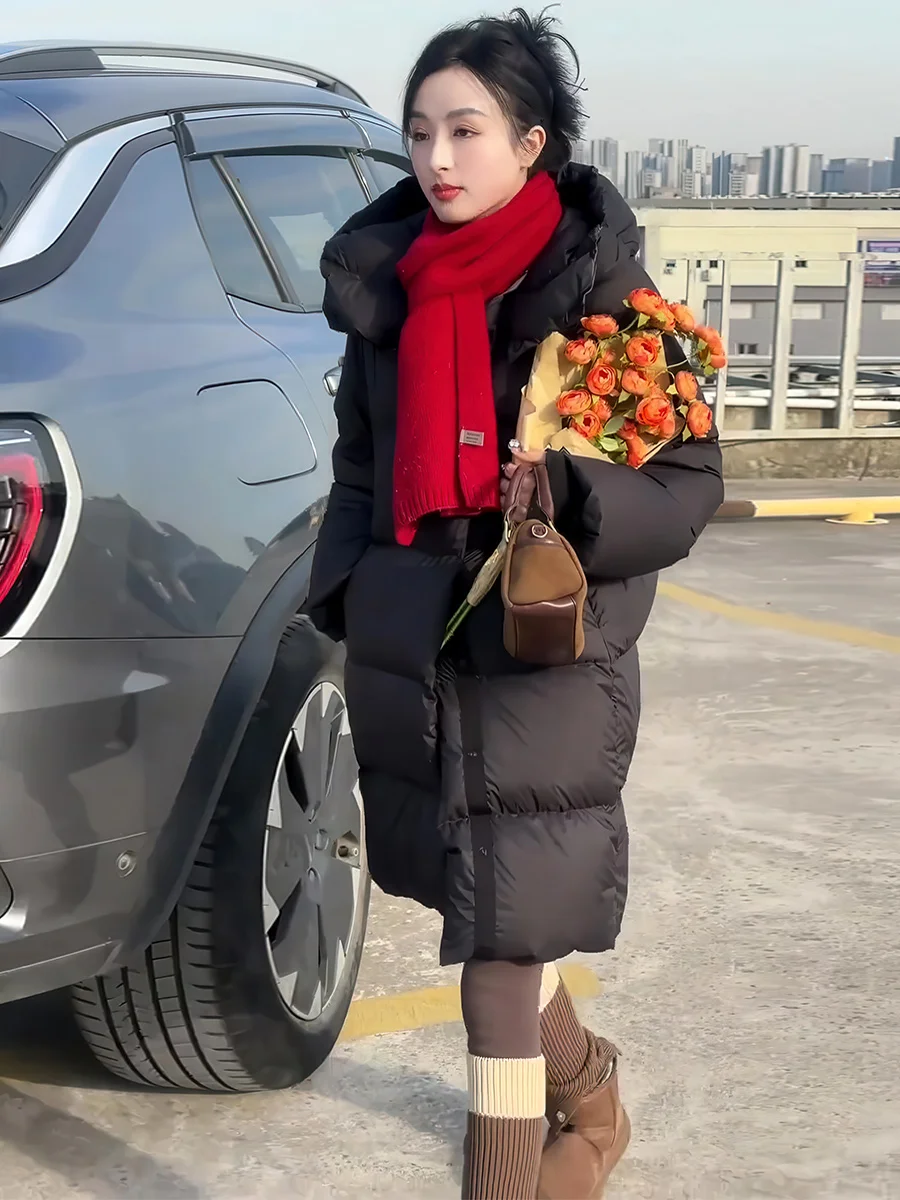 Bla Hooded Mid-Length Du down Jaet Women's Thiened Warm Puff Cloud Coat Winter New Sle Straight Tube Long Sve
Bla Hooded Mid-Length Du down Jaet Women's Thiened Warm Puff Cloud Coat Winter New Sle Straight Tube Long Sve