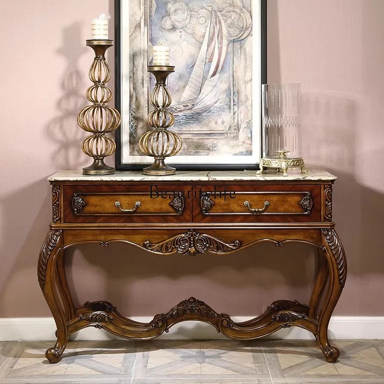 American high-end all-solid wood entrance table European-style carved luxury entrance cabinet Back table
American high-end all-solid wood entrance table European-style carved luxury entrance cabinet Back table