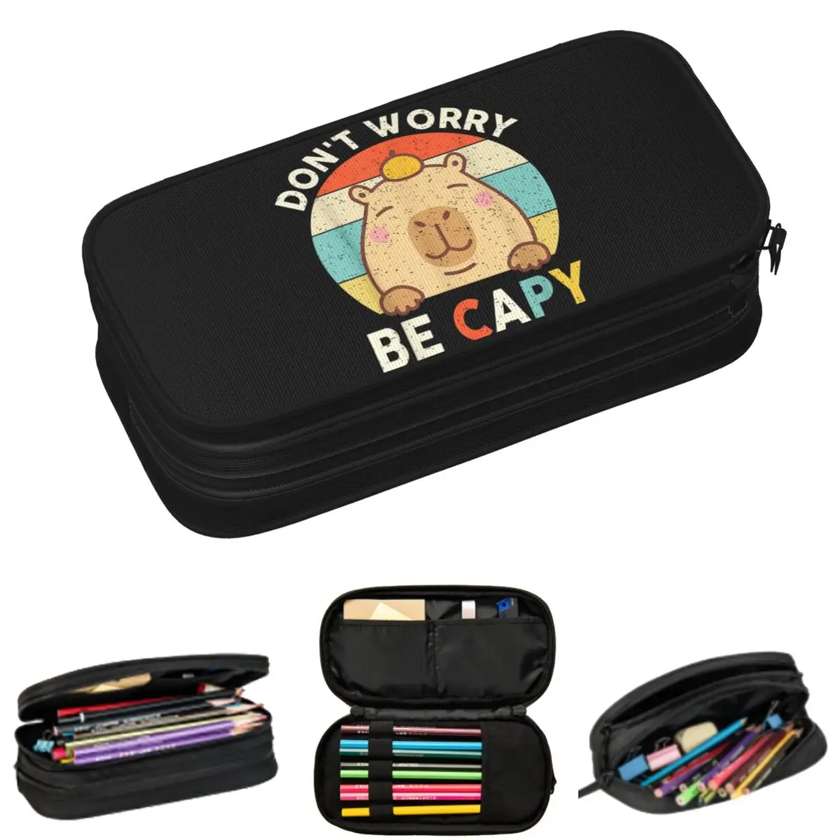 Capybara Don't Worry Be Capy Cartoon Animal Pencil Cases for Students School Pen Box Pencil Bag Large Capacity Pencil Pouch
Capybara Don't Worry Be Capy Cartoon Animal Pencil Cases for Students School Pen Box Pencil Bag Large Capacity Pencil Pouch