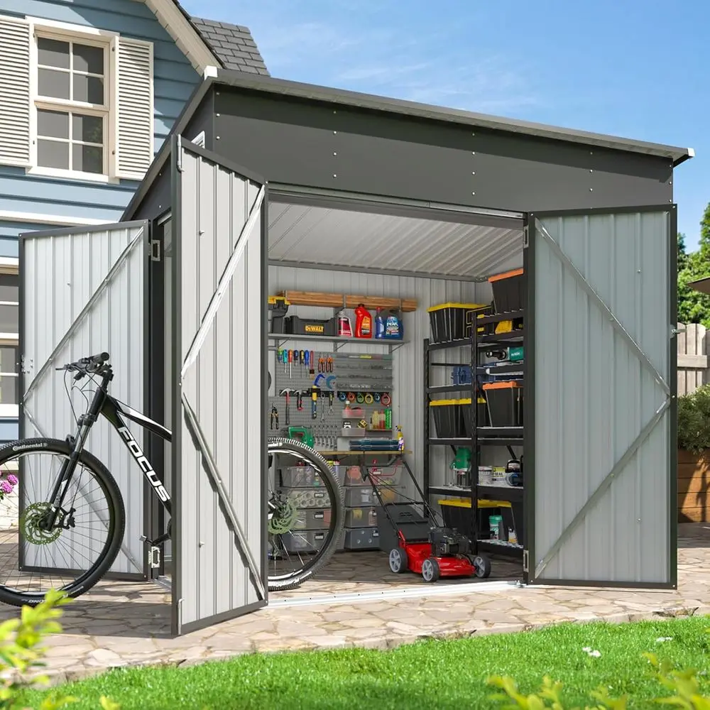 7' x 4' Lockable Metal Storage Shed with Elevated Height and Sloped Roof for Outdoor Garden Use
7' x 4' Lockable Metal Storage Shed with Elevated Height and Sloped Roof for Outdoor Garden Use