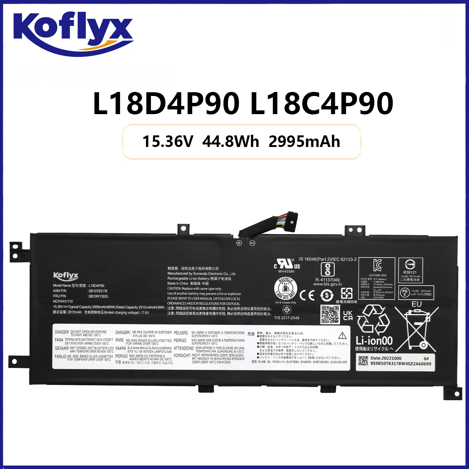 Koflyx new laptop battery for Lenovo ThinkPad L13 Gen 1/Gen 2 NEW S2 5/6th Gen 5/6 L18D4P90 L18C4P90 L18M4P90
Koflyx new laptop battery for Lenovo ThinkPad L13 Gen 1/Gen 2 NEW S2 5/6th Gen 5/6 L18D4P90 L18C4P90 L18M4P90