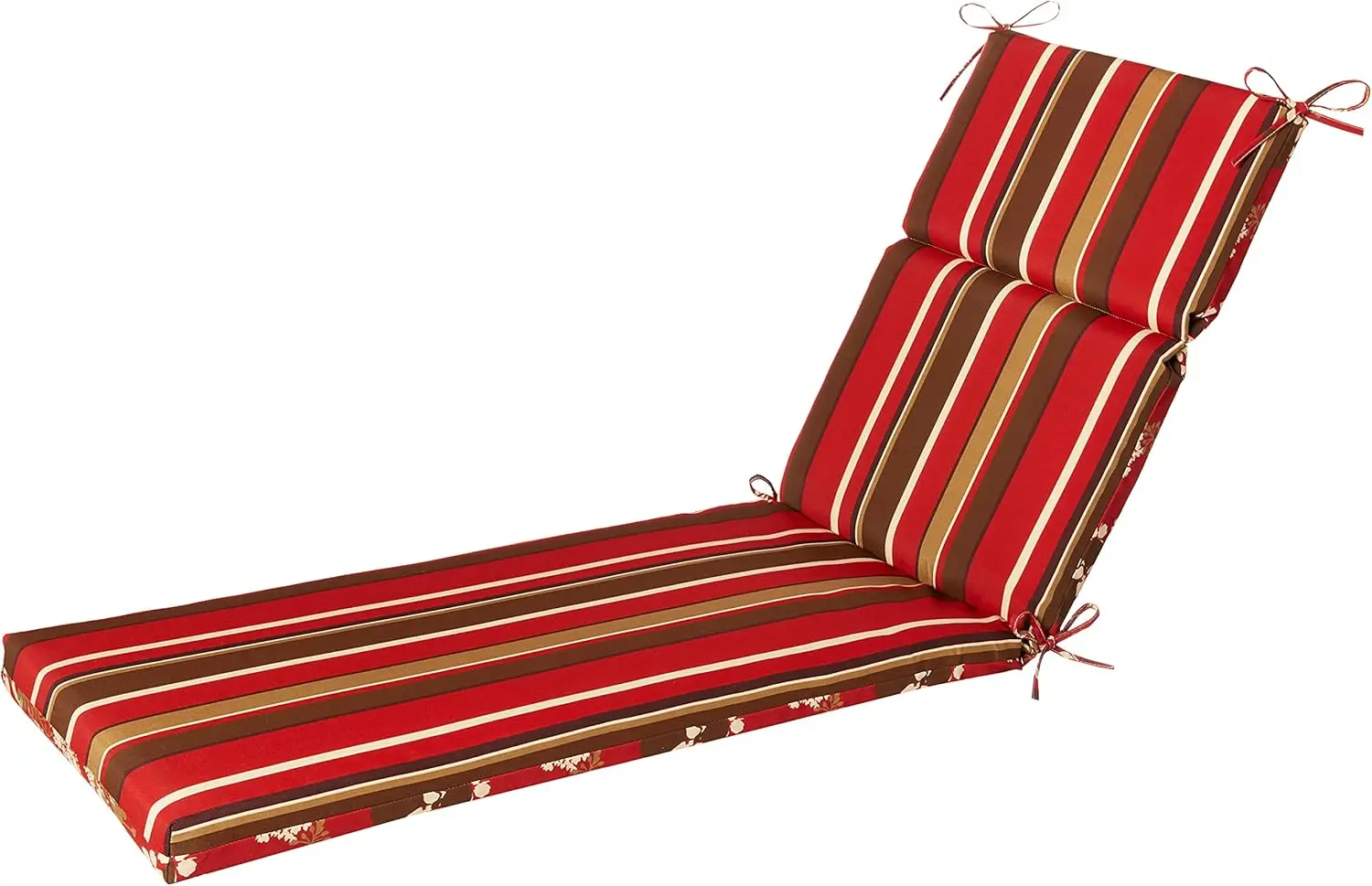 Reversible Floral Stripe Indoor/Outdoor Chaise Lounge Cushion with Ties, Weather Resistant, Brown/Red, 72.5" x 21"
Reversible Floral Stripe Indoor/Outdoor Chaise Lounge Cushion with Ties, Weather Resistant, Brown/Red, 72.5" x 21"
