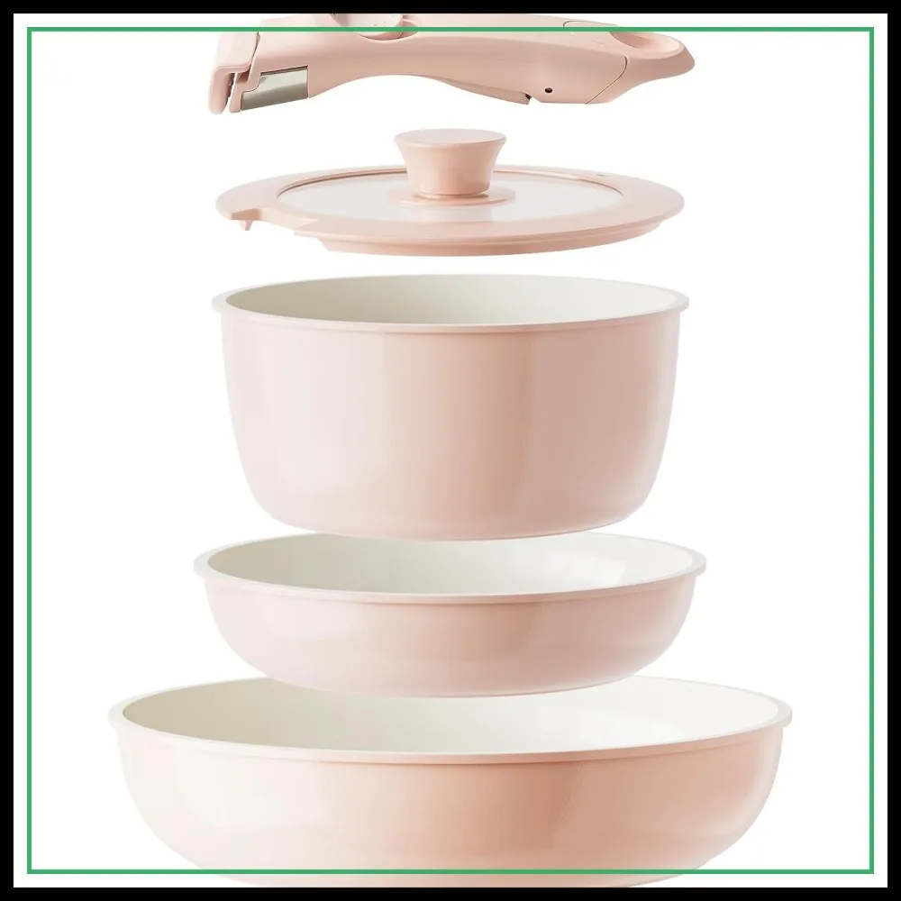 Ceramic Cookware Set with Removable Handle, Non-Stick Pots and Pans, Non-Toxic, PFAS-Free, Dishwasher & Oven Safe (Pink)
Ceramic Cookware Set with Removable Handle, Non-Stick Pots and Pans, Non-Toxic, PFAS-Free, Dishwasher & Oven Safe (Pink)