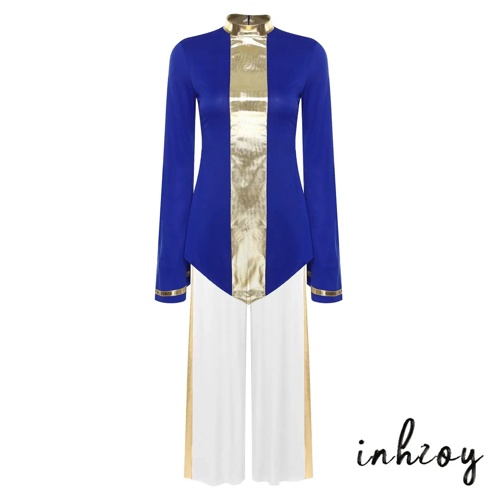 Womens Liturgical Praise Dance Outfit Metallic Patchwork Flared Long Sleeve Shirt+Long Pants Lyrical Contemporary Dancewear
Womens Liturgical Praise Dance Outfit Metallic Patchwork Flared Long Sleeve Shirt+Long Pants Lyrical Contemporary Dancewear