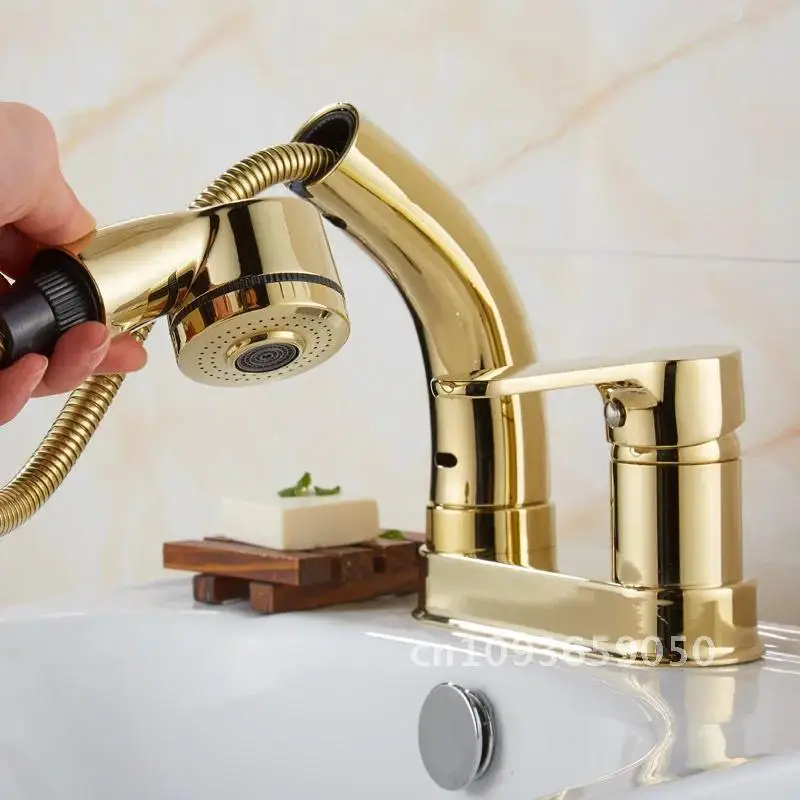 Tap Brass Gold/Silver/Black Double-Hole Pull-Out Basin Faucet Banheiro and Torneira With Cold Water Hot 1PC
Tap Brass Gold/Silver/Black Double-Hole Pull-Out Basin Faucet Banheiro and Torneira With Cold Water Hot 1PC