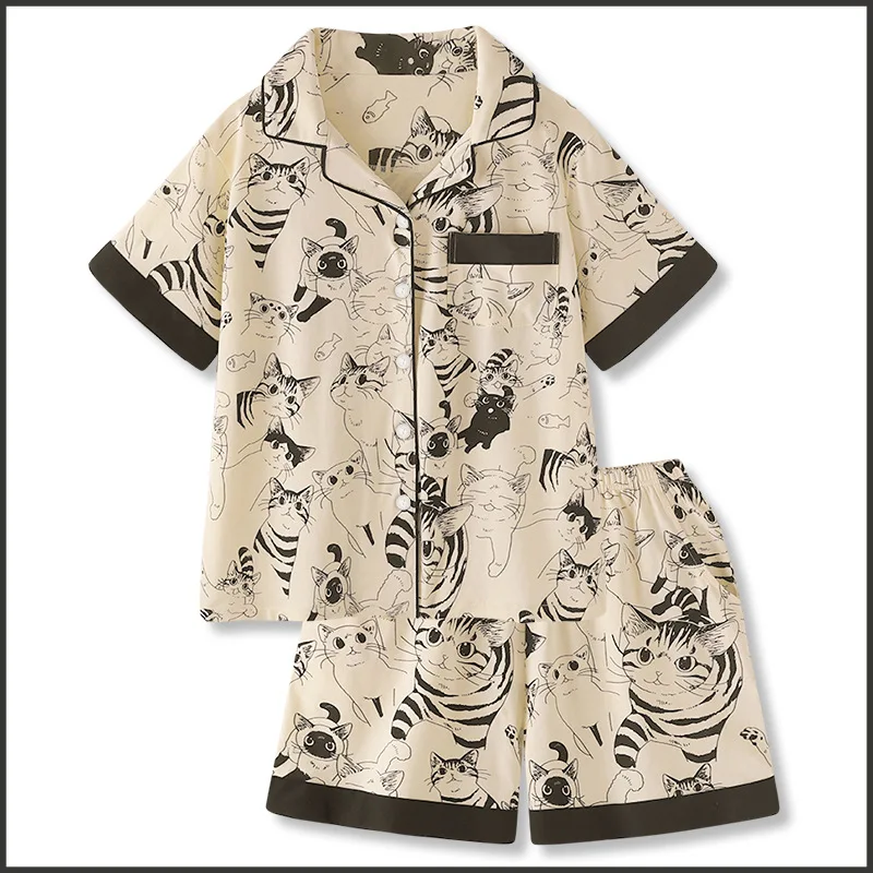 New Summer Ladies Ice Silk Japanese Cartoon Pajamas Girls Short-Sleeved Shorts Thin Casual Pajamas Homewear Two-Piece Set
New Summer Ladies Ice Silk Japanese Cartoon Pajamas Girls Short-Sleeved Shorts Thin Casual Pajamas Homewear Two-Piece Set
