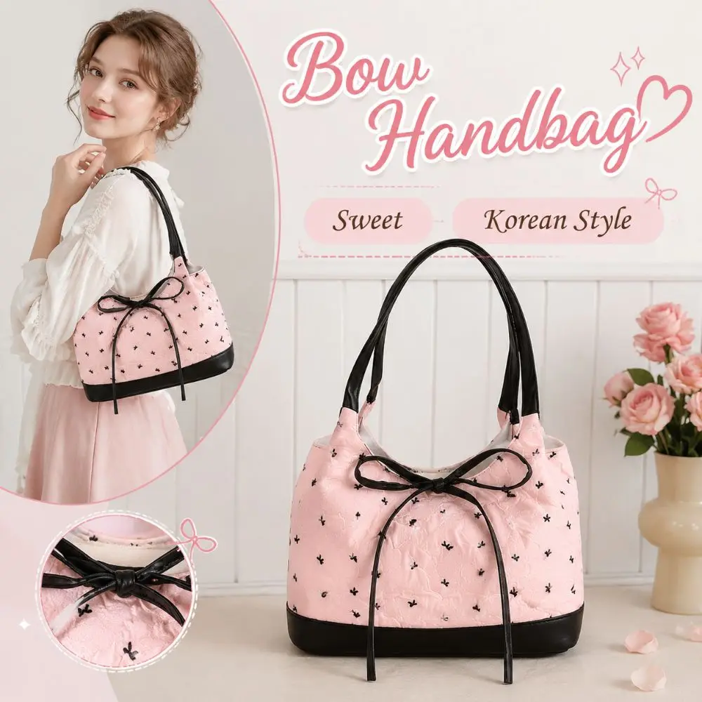 Sweet Bow Handbag Contrast Color Simple Versatile Shoulder Bag Korean Style Luxury Design Women Underarm Bag Commuting Tote Bag
Sweet Bow Handbag Contrast Color Simple Versatile Shoulder Bag Korean Style Luxury Design Women Underarm Bag Commuting Tote Bag