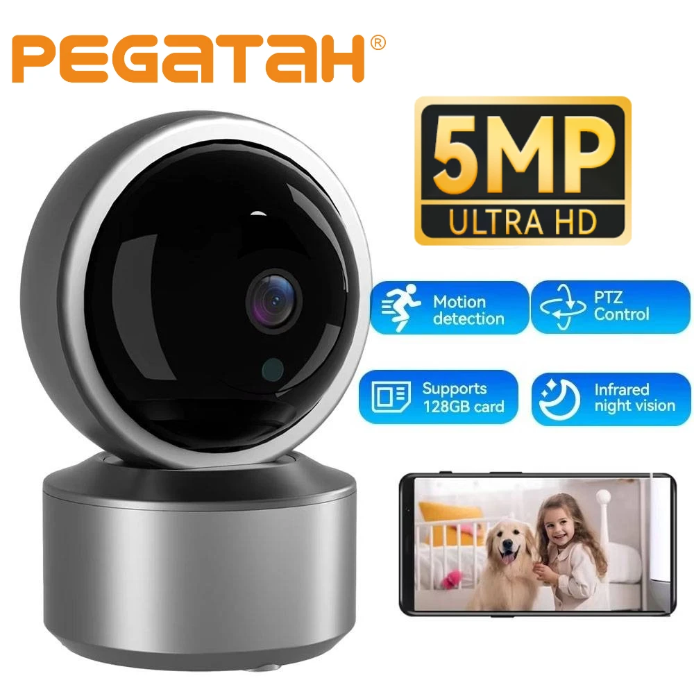 PEGATAH Security Camera 5MP WiFi Baby Monitor Camera 355° PTZ Auto Tracking IR Night Vision Two-Way Audio Indoor IP Cam
PEGATAH Security Camera 5MP WiFi Baby Monitor Camera 355° PTZ Auto Tracking IR Night Vision Two-Way Audio Indoor IP Cam