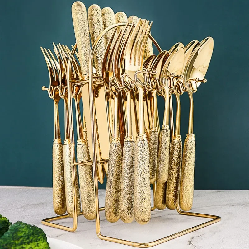 High-end Titanium Gold Process Stainless Steel Tableware Light Luxury Tableware Cutlery Set Kitchen Dining Bar Home Garden
High-end Titanium Gold Process Stainless Steel Tableware Light Luxury Tableware Cutlery Set Kitchen Dining Bar Home Garden