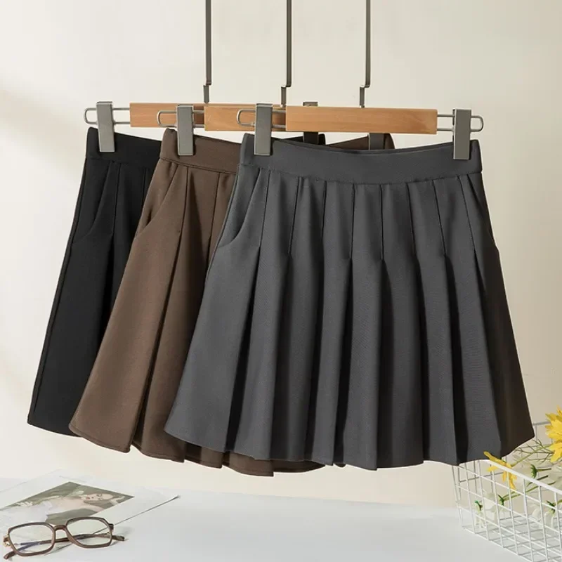 Solid Casual Pleated Skirts For Women Autumn Fashion Women's High Waist A-Line Mini Skirt Female Korean Pocket Short Skirt
Solid Casual Pleated Skirts For Women Autumn Fashion Women's High Waist A-Line Mini Skirt Female Korean Pocket Short Skirt