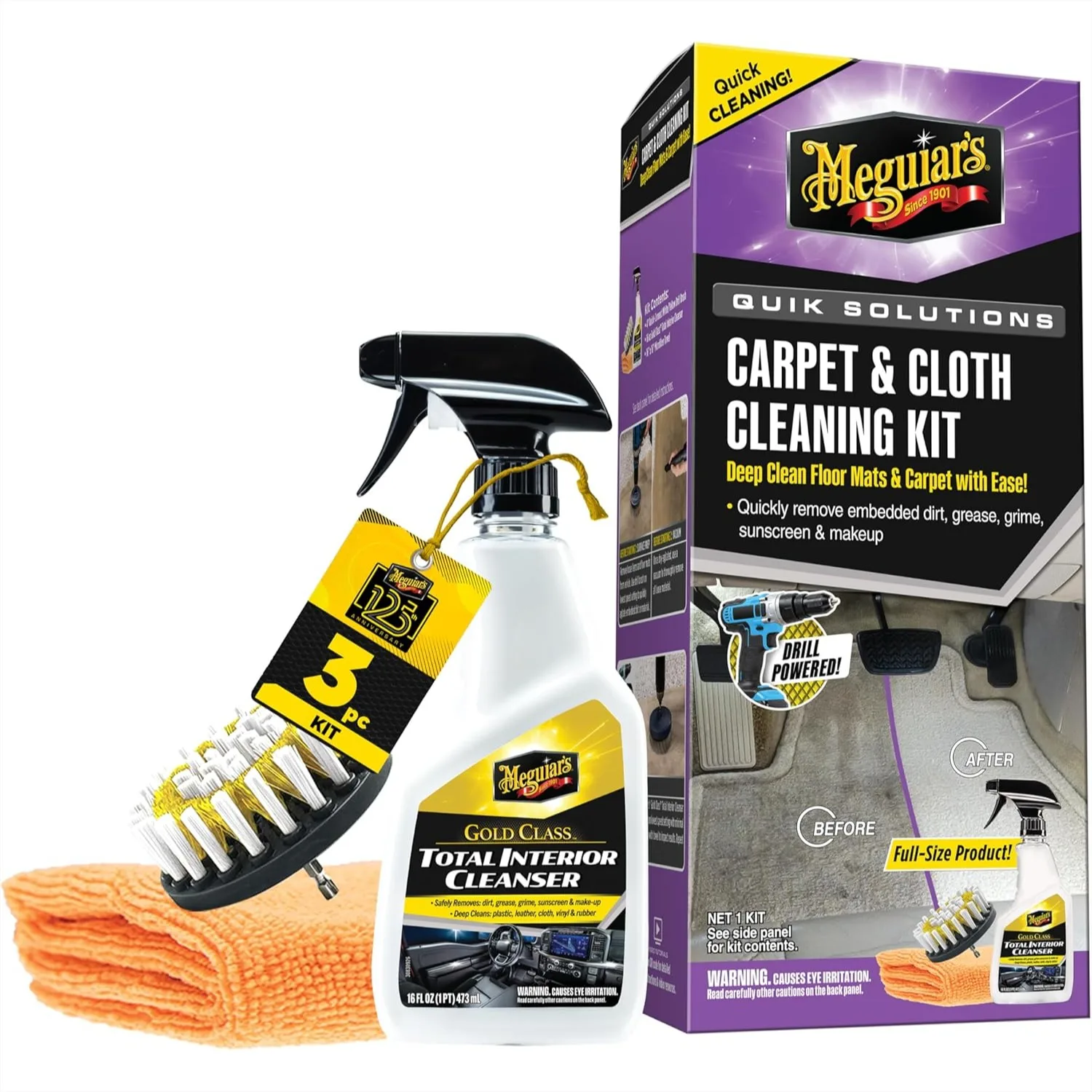 Carpet And Cloth Cleaning Kit For Car Interior With Drill Brush Attachment And Microfiber Towel
Carpet And Cloth Cleaning Kit For Car Interior With Drill Brush Attachment And Microfiber Towel