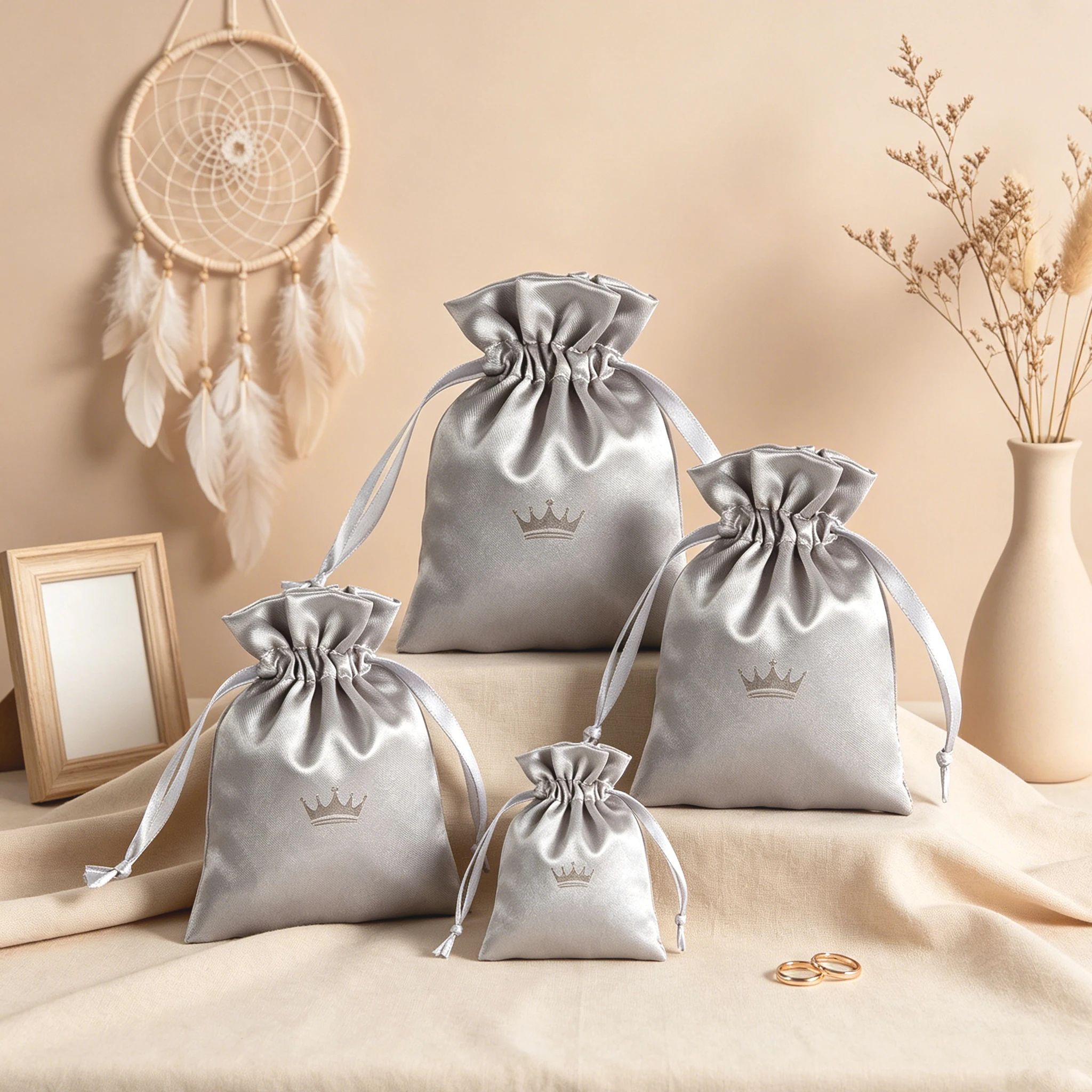 50pcs Personalized Logo Silk Satin Drawstring Gift Wedding Favor Candy Bags 8x10cm Jewelry Cosmetic Perfume Packaging Pouches
50pcs Personalized Logo Silk Satin Drawstring Gift Wedding Favor Candy Bags 8x10cm Jewelry Cosmetic Perfume Packaging Pouches