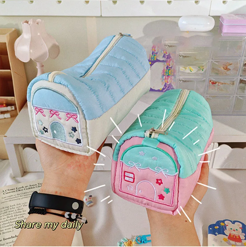 Kawaii House shaped Pen Bag Cute Cartoon Pencil Case Dual Canvas Pocket Storage Bag Pouch Stationery School girl Birthday Gift
Kawaii House shaped Pen Bag Cute Cartoon Pencil Case Dual Canvas Pocket Storage Bag Pouch Stationery School girl Birthday Gift