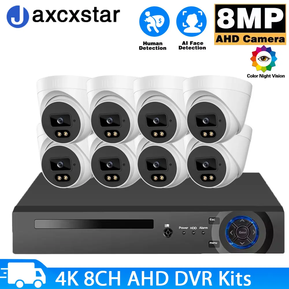 4K 8MP 8CH AHD Camera Full Color Night Vision with DVR Facial Detection Camera Video Surveillance System Kit
4K 8MP 8CH AHD Camera Full Color Night Vision with DVR Facial Detection Camera Video Surveillance System Kit