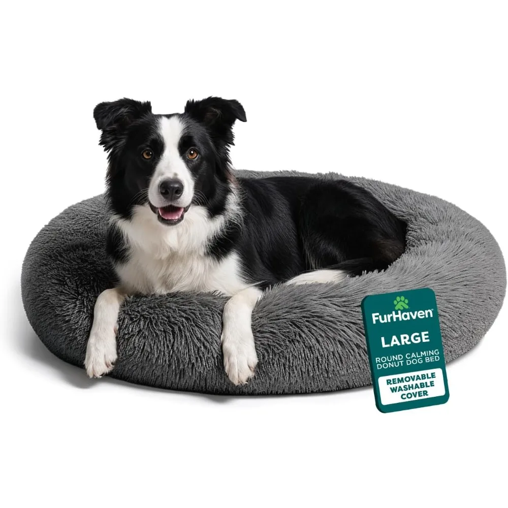 Calming Donut Dog Bed for Large Medium Dogs Washable Cover Shaggy Plush Faux Fur Gray
Calming Donut Dog Bed for Large Medium Dogs Washable Cover Shaggy Plush Faux Fur Gray