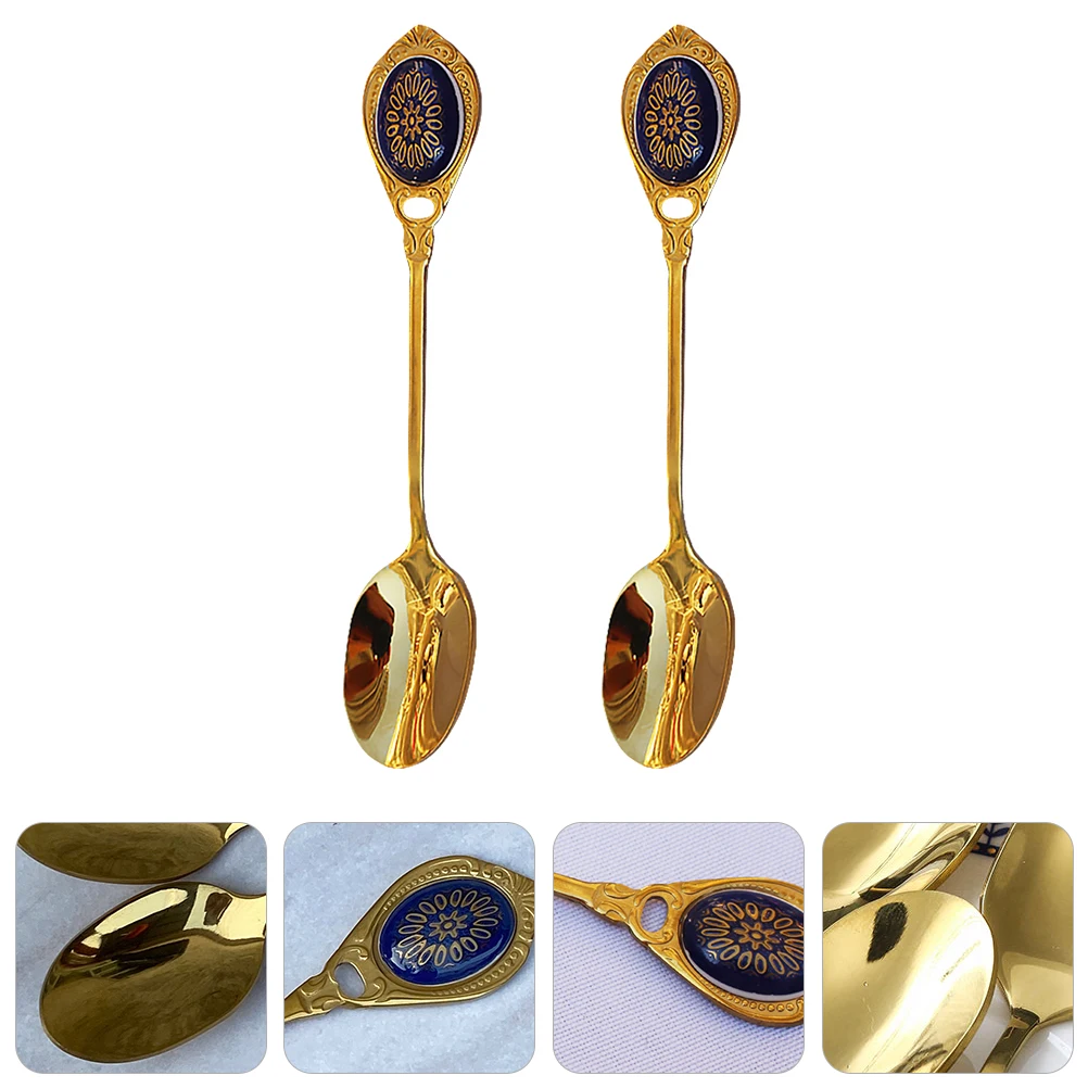 2Pcs Exquisite Ceramic Decorative Handle Retro Coffee Spoons Stainless Steel Mirror Polished Stirring Spoon Spoon
2Pcs Exquisite Ceramic Decorative Handle Retro Coffee Spoons Stainless Steel Mirror Polished Stirring Spoon Spoon