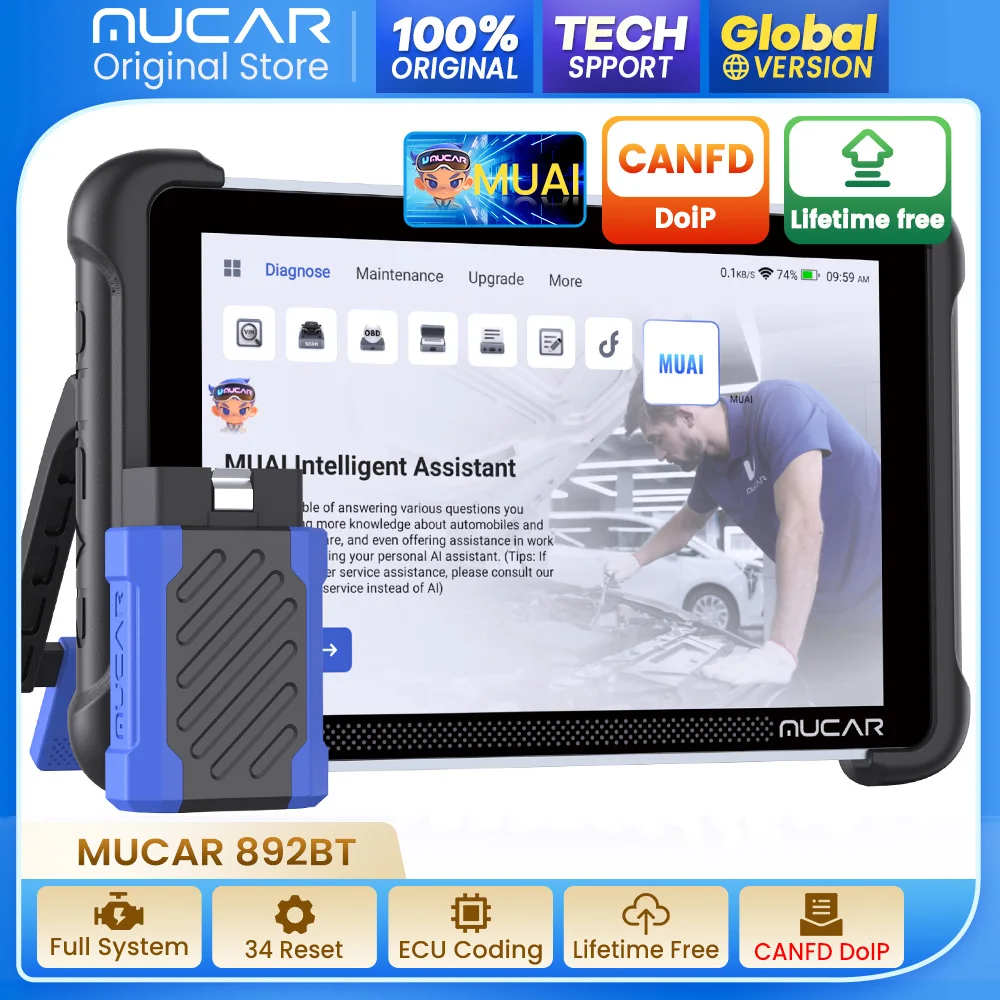 Диагностический сканер MUCAR 892BT Ai OBD2 для полной диагностики системы, 35 функций сброса, кодирование ЭБУ, двунаправленная связь, бесплатные обновления на всю жизнь, CANFD и DoIP
Диагностический сканер MUCAR 892BT Ai OBD2 для полной диагностики системы, 35 функций сброса, кодирование ЭБУ, двунаправленная связь, бесплатные обновления на всю жизнь, CANFD и DoIP