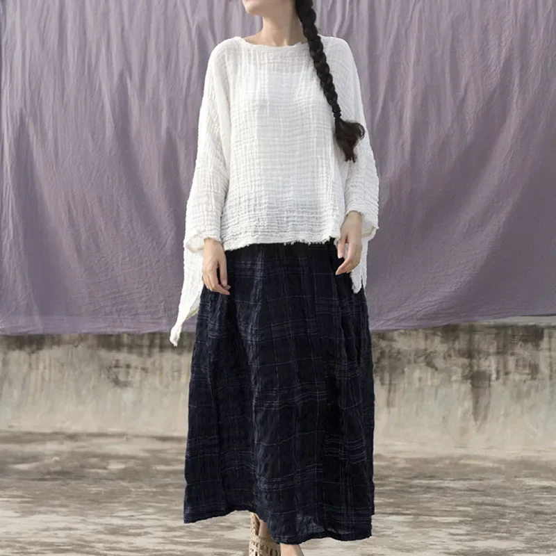 Women White Cotton Blouses Irregular 2019 Spring New O-Neck Loose Casual Women Clothing Bat Sleeve Plus Size Fold Pullover
Women White Cotton Blouses Irregular 2019 Spring New O-Neck Loose Casual Women Clothing Bat Sleeve Plus Size Fold Pullover